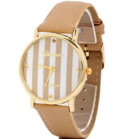 Женские часы Geneva stripes стветло-коричневого цвета