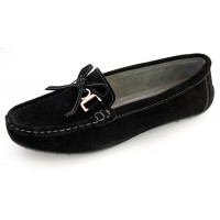 Женские мокасины (черные, прошитые)